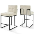 thumbnail image 2 of Modway Privy Black Stainless Steel Upholstered Fabric Counter Stool Set of 2 in Black Beige, 2 of 4