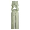 thumbnail image 6 of vigerkar Womens 2 Outfits Sets Gingham Plaid Sleeveless Ruffle Tank Tops Wide Leg Pants Summer Matching Lounge Sets (Light Green, XXL), 6 of 9