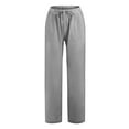 thumbnail image 2 of Baqcunre Work Pants For Women Women Casual Cotton Elastic Waist Drawstring Long Wide Leg Pants Linen Pants Women'S Pants Grey XL, 2 of 4