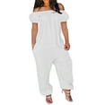 thumbnail image 1 of HXWCHs Combinaisons à Jambes Droites pour Femmes Grande Taille Combinaison pour Femmes Épaules Dénudées Mode Combinaison Taille Haute et Pantalon Grand Extensible Confortable Design m Blanc, 1 of 4