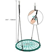 40" Spider Web Swing Round Rope Net Swing Saucer Tree with Adjustable Ropes, Detachable Kids Teens Hanging Flying Platform Mesh Swing, Party Entertainment Game, 2 Carabiners Green