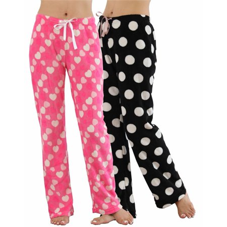 

2pk Women s Soft Plush Fleece Draw String Pajama Sleep Pants