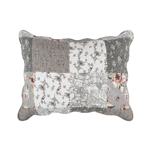 Barefoot Bungalow Giulia - Funda de almohada acolchada con diseño floral, color gris