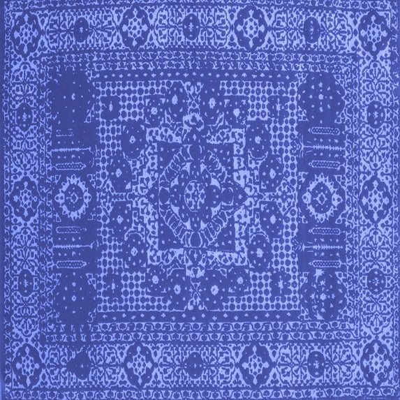 Ahgly Company Machine Washable Indoor Square Persian Blue Bohemian Area Rugs, 7' Square