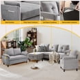 thumbnail image 4 of Soscana 3 Piece Living Room Furniture Set, Modern Linen Small L Shaped Couch Sectional Sofa with Storage Ottoman, 3-Seater Sofa & Loveseat & Armchair for Living Room, Office, Apartment, 4 of 8