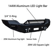 Vijay Front Bumper for 2015-2016-2017-2018-2019 GMC Sierra 2500HD/3500HD Textured Black Steel with Lights and D-rings