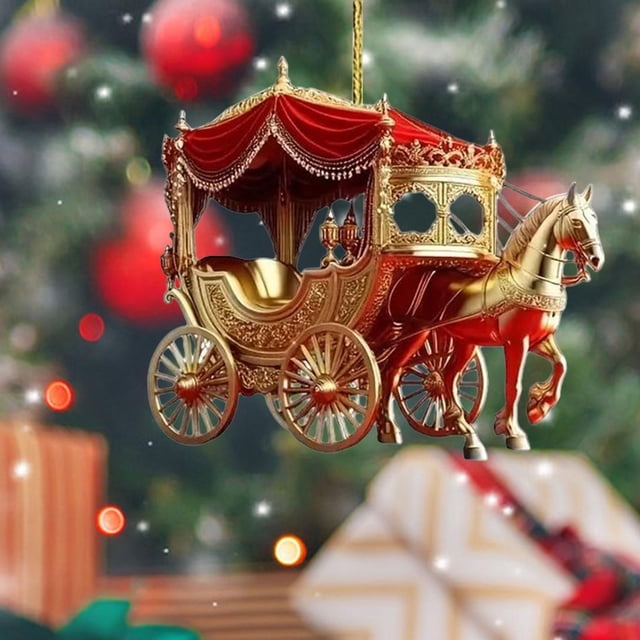 Colgante de carruaje,Adorno colgante de acrílico con forma de carruaje navideño,Decoración navideña Fiesta Invierno Año Nuevo Ventana,Colgante de pared navideño para oficina,accesorio