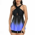 thumbnail image 6 of CALAFEBILA Woman Swimsuit Tankini Modest 2 Piece Seaside Summer Tie Dye Halterneck Bathing Suits, 6 of 7