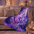 thumbnail image 6 of Purple Butterfly Golden Filigree Scene, Ethereal Fantasy Style for Butterfly Lovers, Pumpkin Armchair Display and Halloween Gift, Cozy Flannel Blanket, Home Decor, 6 of 9