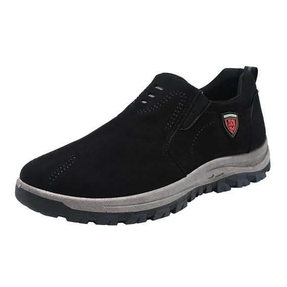 Men's Slip On Sneakers Men's Sneakers Pure Color Suede Fashion Casual Sports Shoes In Spring and Autumn Male Shoes(Black,8)