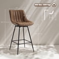 thumbnail image 3 of HOMCOM 27" Bar Stools Set of 2, PU Leather Counter Height Barstools, Brown, 3 of 10