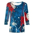 thumbnail image 4 of Baikeli Try Before Buy Womens Tops Women's Independence Day Fashion Printed Round Neck 3/4 Sleeve T-Shirt Top 3/4 Sleeve Blazer for Women, 4 of 5