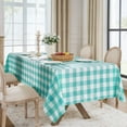 thumbnail image 6 of Gingham Checkered Rectangle Tablecloth - Waterproof Buffalo Plaid Table Cloth Stain Resistant Washable Table Cover for Picnic/Camping/Outdoor - Teal Blue, 60 x 120 Inch, 6 of 6