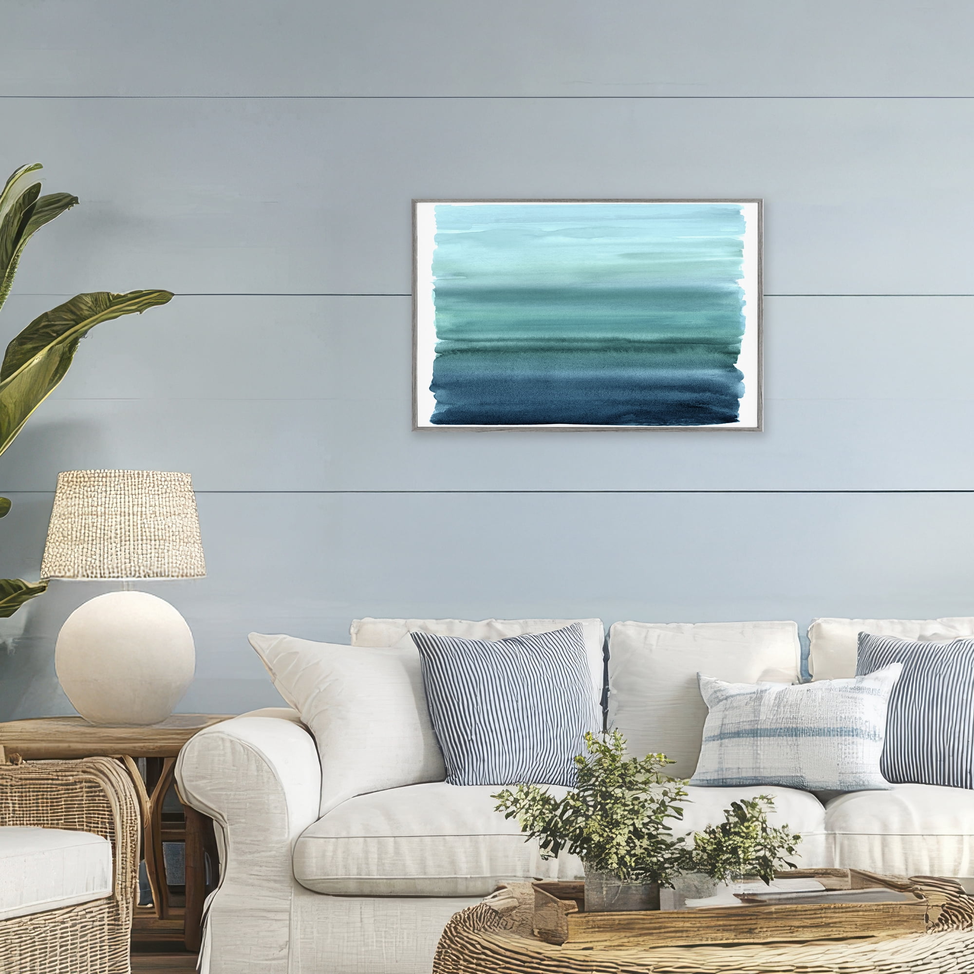 Stupell Industries Ombre Teal Gradient Gray Framed Giclee Art, design by Allie Corbin