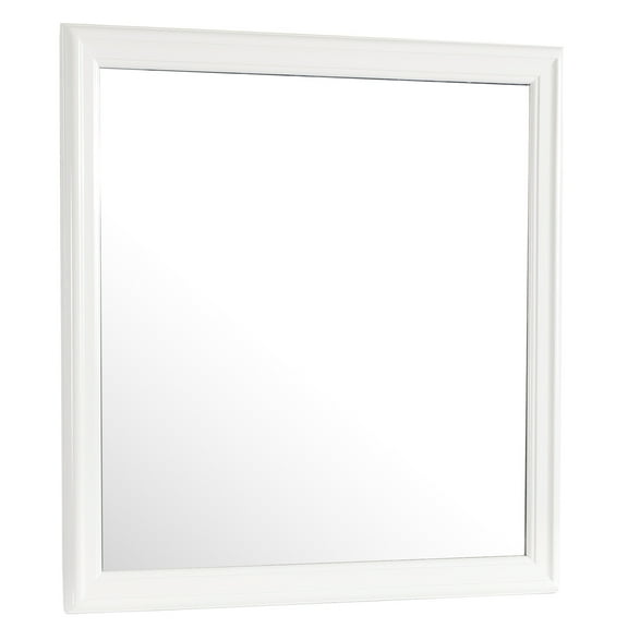Modern Bedroom Mirror - 38" White Wall Mirror, Low Distortion Glass, Dresser Mount Design