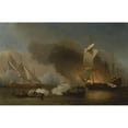 thumbnail image 2 of Willem van de Velde the Younger 14x11 Gold Ornate Wood Frame and Double Matted Museum Art Print Titled - An Action off the Barbary Coast with Galleys and English Ships, 2 of 4