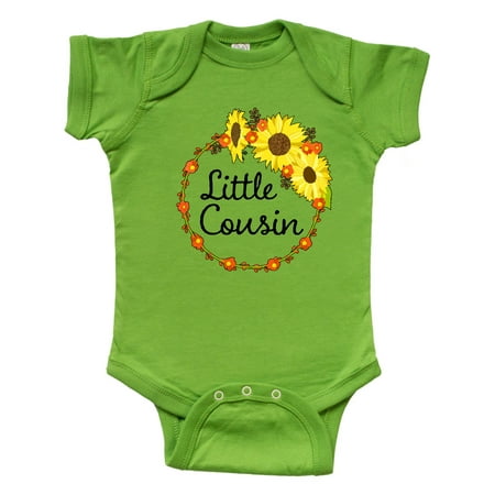 

Inktastic Little Cousin Sunflower Wreath Gift Baby Boy or Baby Girl Bodysuit