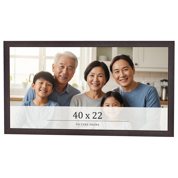 40x22 Rustic Brown Real Wood Picture Frame Width 0.75 inches | Interior Frame Depth 0.5 inches |