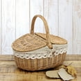 thumbnail image 4 of Visland Handwoven Rattan Outdoor Picnic Camping Storage Basket Shopping Holder with Lid Wicker Camping Picnic Basket with Double Lids, 4 of 7