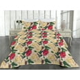 thumbnail image 2 of Ambesonne Floral Design Quilted Bedspread Set 3 Pcs, Vintage Feels Flowers, Twin, Dark Coral and Forest Green, 2 of 4