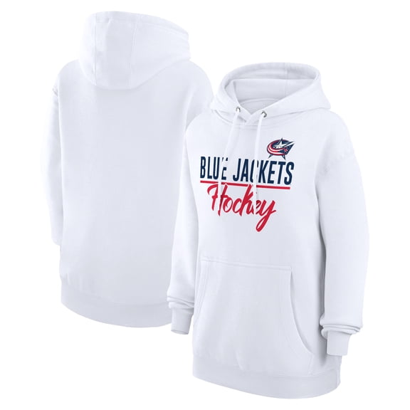 Women's G-III 4Her by Carl Banks White Columbus Blue Jackets Team Fleece Pullover Hoodie