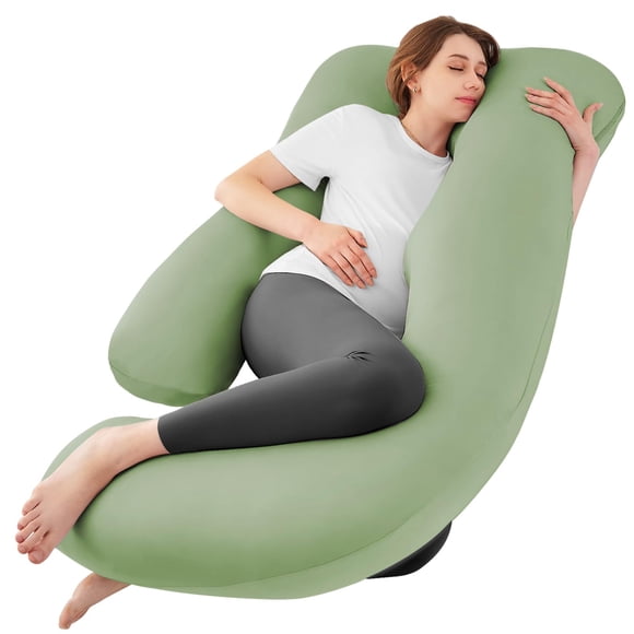 Almohada de Embarazo en Forma de U Sasttie 145x70 cm Verde Fresco