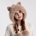 thumbnail image 4 of Xmarks Winter Cute Cat Ears Knit Hat Ear Flap Crochet Beanie Hat Black, 4 of 9