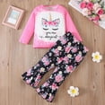 thumbnail image 2 of yboeqw Girls Girls Outfit Sets 2-8 Years Kids Fall Soft Clothes Casual Long Sleeve Graphic Print T Shirts and Pants 2 Piece Clothes,Size 4-5 Years, 2 of 8