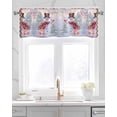 thumbnail image 2 of Winter Snowman Linen Curtain Valance for Bedroom/Bathroom/Kitchen/Office/Living/Dining Room Windows,Christma Tree Christma Plaid Bird Rod Pocket Topper Drapes Decorative Cafe Drapery Panel 60x18, 2 of 6