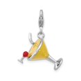 thumbnail image 3 of Sterling Silver Martini Glass Charm with Orange Cubic Zirconia and Red Enamel for Women, Cocktail Style Pendant Symbolizing Celebration and Nightlife, Festive Jewelry for Bracelets, 3 of 7