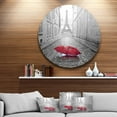 thumbnail image 1 of Designart - Eiffel View from Paris Street' Cityscape Photo Circle Metal Wall Art, 1 of 4