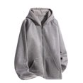 thumbnail image 2 of Mens Zip Up Hoodies & Sweatshirts Fleece Lined Jackets Casual Solid Color Thermal Warm Long Sleeve Sherpa Outerwear Coats with Pockets and Hooded, 2 of 4