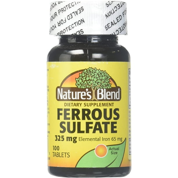 Nature’s Blend Ferrous Sulfate 325Mg Iron Supplement 100 Tablets Iron