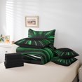thumbnail image 5 of Black Light Green Bed in a Bag Queen Comforter Set 7 Piece,3D Black Hole Abstract Geometric Bedding Sets,Modern Striped Circle Swirl Sheet Set with Comforter,Geometry Stripes Line Bed Set, 5 of 6