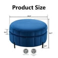 thumbnail image 4 of MDQMD 31.5" Round Storage Ottoman with Reversible Lid Velvet Upholstered Pumpkin Shaped Ottoman Multi Functional Coffee Table Footrest for Living Room Bedroom Dorm Navy, 4 of 7