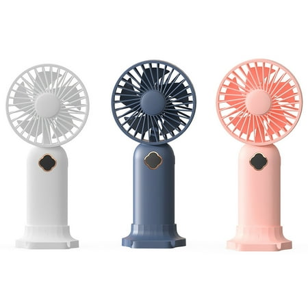 

harmtty USB Handheld Fan Digital Display Phone Holder 3 Speeds Strong Wind Battery Powered Low Noise Desktop Fan Blue