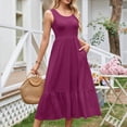 thumbnail image 3 of Women's Summer Sleeveless Dress Pleated Tiered Swing Casual Maxi Dresses, 3 of 5