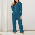 thumbnail image 2 of Pajama Sets for Women 2 Pcs, Math Print blue Button Down Long Sleeve Sleepwear Lounge PJ Sets, 2 of 6