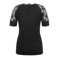 thumbnail image 3 of PALACLOTH Women Lace Sleeve Deep V-neck Blouses Short Sleeve Tee Shirts, 3 of 7