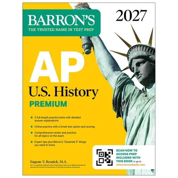 Barron's AP Prep AP U.S. History Premium, 2027: 5 Practice Tests   Comprehensive Review   Online Practice, (Paperback)