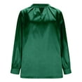 thumbnail image 6 of ClodeEU Button Down Shirts for Women, Satin Silk Shirts for Work, Basic Tops V Neck, Fashion Blouse Green,Womens Plus S, 6 of 7