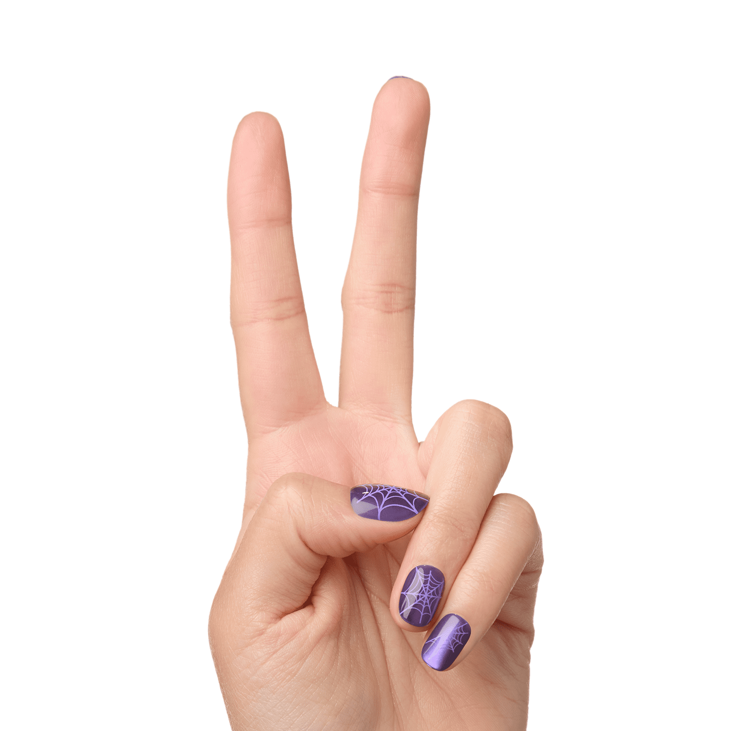 Olive & June Super Stick Effects Extra Short Round Press-on Nails, Purple Velvet Spiderwebs, 32 Pieces