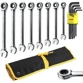 10-Piece Metric Super Thin Open End Wrench Set (5mm-27mm) In Rolling Pouch - Chrome Vanadium Steel