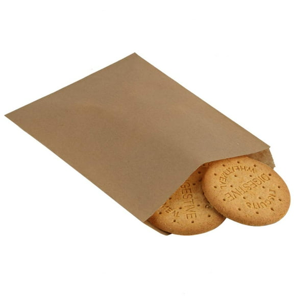 BagDream 5.5x7.75 Inches Kraft Paper Bags Pack of 100 Flat Greaseproof Paper Bags Greaseproof Envelopes Brown Paper Snack Bags Cookie Bags Popcorn Bags
