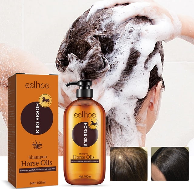 Fiudx Ofertas del día Champú nutritivo n.º 1, champú hidratante y suave en aceite de caballo, champú con aceite de caballo japonés, Purenes de aceite de caballo japonés, extracto de ginseng Rhizogene
