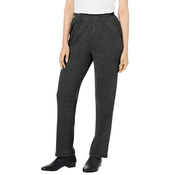 Roaman's Women's Plus Size Straight-Leg Soft Knit Pant Pull On Elastic ...