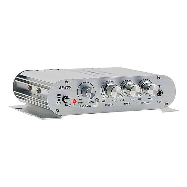 Amplificador de Potencia -838 HiFi de 2.1 Canales, Amplificador de Sonido de Graves Estéreo de 80 W X 2 con Salida de Subwoofer, Amplificador de Audio para el Hogar, Color