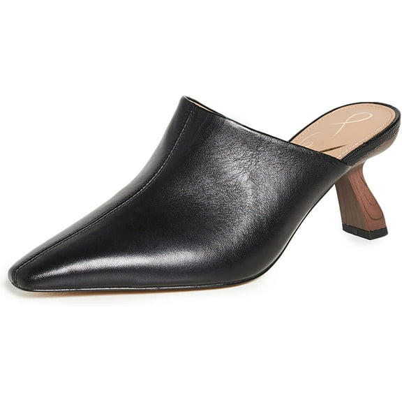 Sam Edelman Skya Black Leather Pointy Toe Slip On Spool Heel Fashion Ankle Pumps (Black Leather, 7)