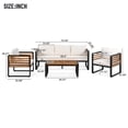thumbnail image 6 of 4-Piece Outdoor Furniture Set, Large Metal Patio Conversation Set with Cushion & Acacia Wood Tabletop, Beige, 6 of 8