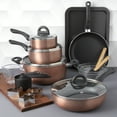 thumbnail image 6 of Basic Essentials 29-Piece Non-Stick Aluminum Cookware Set in Black with Baking Sheet, Cookie Cutters, Silicone Utensils, Glass Mixing Bowls, Measuring Cups and Spoons, 6 of 17
